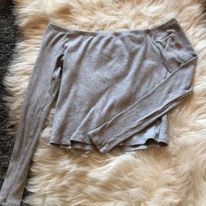 H&M gray off the shoulder long sleeve shirt